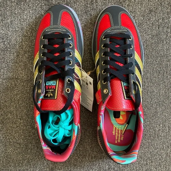 New! S.E.E.D. X ADIDAS Handball Spezial Scarlet Paint Splatter Men's 10.5 ID8617 - Picture 5 of 8